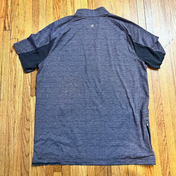 Lululemon Shirt Mens Large ? Switchback 1/4 Zip Purple Striped Short Sleeve - Picture 3 of 7